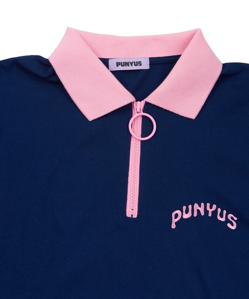 PUNYUS（プニュズ）の「ワンポイントハーフZIPポロシャツ（ポロシャツ・レディース・パープル/ネイビー/イエロー・1/2/3/4）」の12枚目の写真