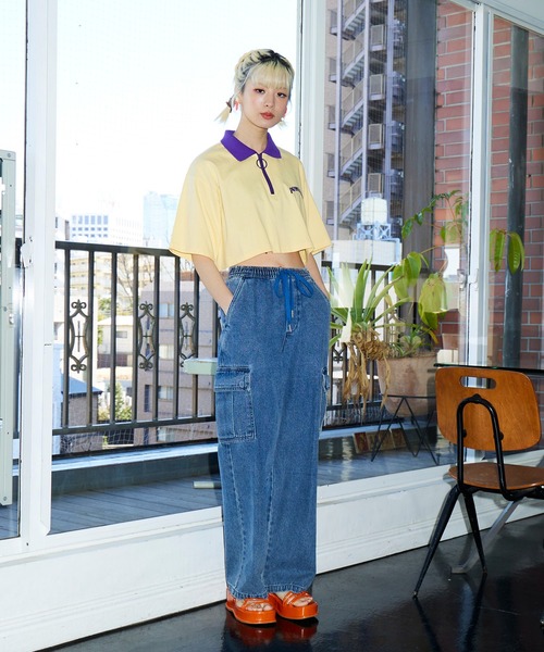 PUNYUS（プニュズ）の「ワンポイントハーフZIPポロシャツ（ポロシャツ・レディース・パープル/ネイビー/イエロー・1/2/3/4）」の8枚目の写真