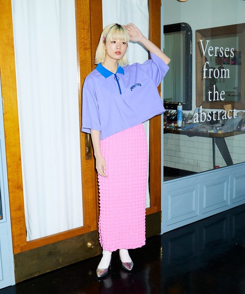 PUNYUS（プニュズ）の「ワンポイントハーフZIPポロシャツ（ポロシャツ・レディース・パープル/ネイビー/イエロー・1/2/3/4）」の10枚目の写真