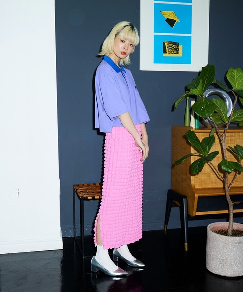 PUNYUS（プニュズ）の「ワンポイントハーフZIPポロシャツ（ポロシャツ・レディース・パープル/ネイビー/イエロー・1/2/3/4）」の11枚目の写真