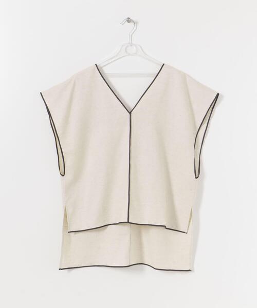 LAATO（ラート）の「PIPING VEST（Tシャツ/カットソー・レディース・オフホワイト/ブラウン・FREE）」の3枚目の写真