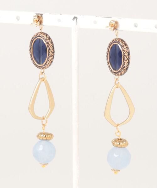 tone(トーン)の「【Astyle】blue×goldピアス(MA)(ピアス(両耳用)・レディース・ブルー・FREE)」の4枚目の写真