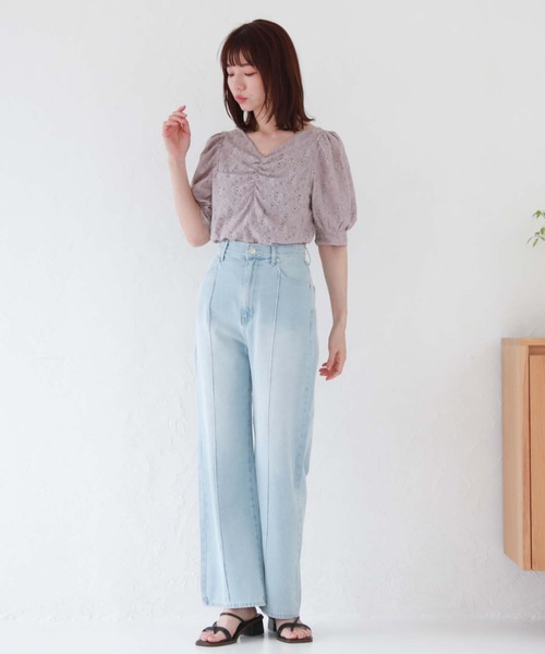 archives（アルシーヴ）の「フロントギャザーカットレースＴＯＰＳ（Tシャツ/カットソー・レディース・ピンクベージュ/ブルーグレー/ブラック/アイボリー・MEDIUM）」の5枚目の写真