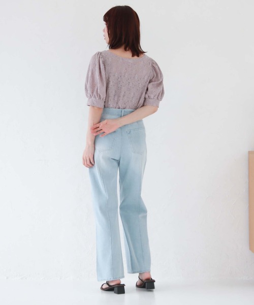 archives（アルシーヴ）の「フロントギャザーカットレースＴＯＰＳ（Tシャツ/カットソー・レディース・ピンクベージュ/ブルーグレー/ブラック/アイボリー・MEDIUM）」の7枚目の写真