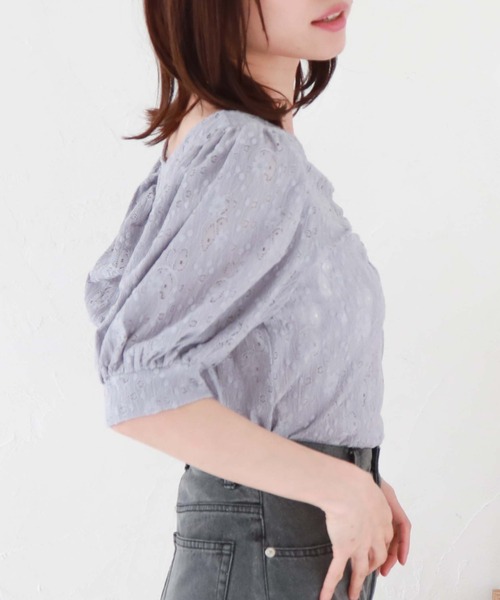 archives（アルシーヴ）の「フロントギャザーカットレースＴＯＰＳ（Tシャツ/カットソー・レディース・ピンクベージュ/ブルーグレー/ブラック/アイボリー・MEDIUM）」の11枚目の写真