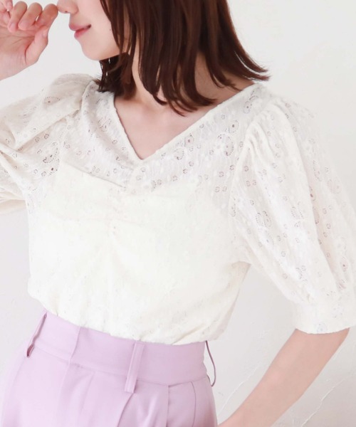 archives（アルシーヴ）の「フロントギャザーカットレースＴＯＰＳ（Tシャツ/カットソー・レディース・ピンクベージュ/ブルーグレー/ブラック/アイボリー・MEDIUM）」の18枚目の写真