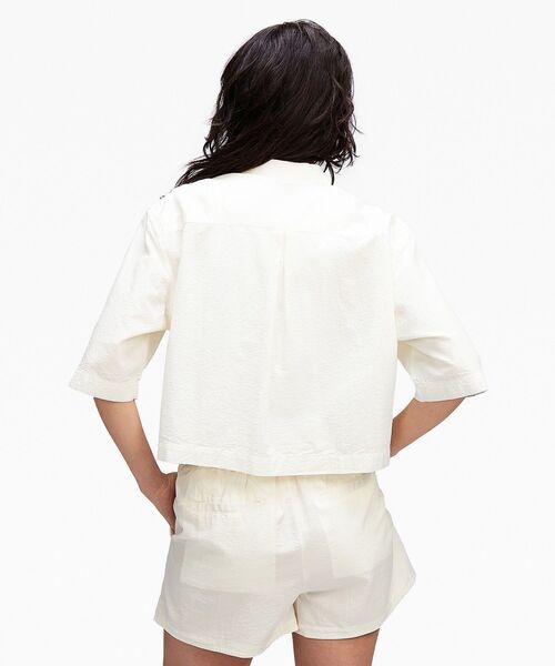 Calvin Klein(カルバン・クライン)の「ボクシーシアサッカーシャツ(シャツ/ブラウス・レディース・ホワイト・M/S/XS)」の3枚目の写真