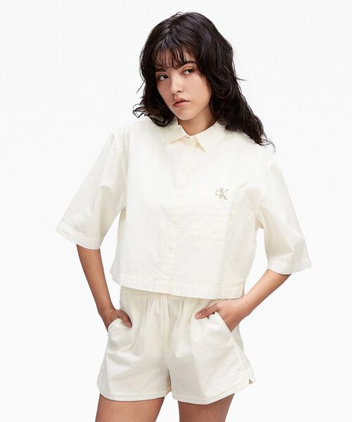 Calvin Klein(カルバン・クライン)の「ボクシーシアサッカーシャツ(シャツ/ブラウス・レディース・ホワイト・M/S/XS)」の6枚目の写真