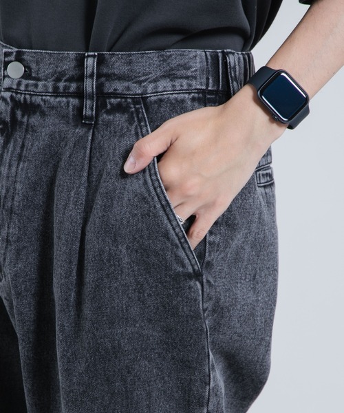 WEGO（ウィゴー）の「WEGO/デニムワイドバギーパンツ（デニムパンツ・メンズ・ブラック/インディゴブルー・MEDIUM/LARGE）」の4枚目の写真