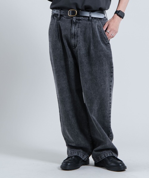 WEGO（ウィゴー）の「WEGO/デニムワイドバギーパンツ（デニムパンツ・メンズ・ブラック/インディゴブルー・MEDIUM/LARGE）」の7枚目の写真