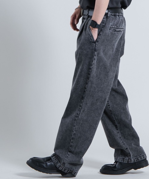 WEGO（ウィゴー）の「WEGO/デニムワイドバギーパンツ（デニムパンツ・メンズ・ブラック/インディゴブルー・MEDIUM/LARGE）」の8枚目の写真