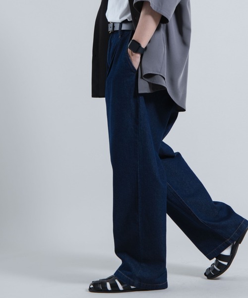 WEGO（ウィゴー）の「WEGO/デニムワイドバギーパンツ（デニムパンツ・メンズ・ブラック/インディゴブルー・MEDIUM/LARGE）」の12枚目の写真