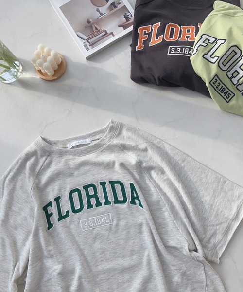 AS KNOW AS plus（アズノゥアズプラス）の「〇チェーン刺繍ロゴ ミニ裏毛Tシャツ（Tシャツ/カットソー・レディース・ライム/オートミール/スミクロ・FREE）」の2枚目の写真