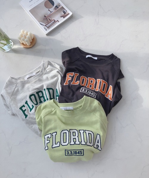 AS KNOW AS plus（アズノゥアズプラス）の「〇チェーン刺繍ロゴ ミニ裏毛Tシャツ（Tシャツ/カットソー・レディース・ライム/オートミール/スミクロ・FREE）」の4枚目の写真