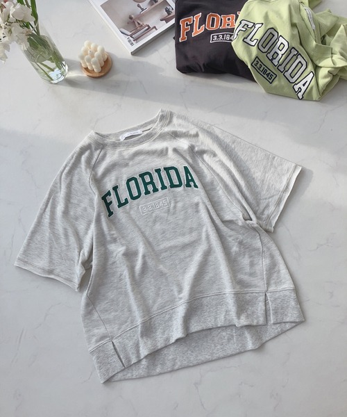 AS KNOW AS plus（アズノゥアズプラス）の「〇チェーン刺繍ロゴ ミニ裏毛Tシャツ（Tシャツ/カットソー・レディース・ライム/オートミール/スミクロ・FREE）」の7枚目の写真