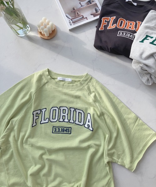 AS KNOW AS plus（アズノゥアズプラス）の「〇チェーン刺繍ロゴ ミニ裏毛Tシャツ（Tシャツ/カットソー・レディース・ライム/オートミール/スミクロ・FREE）」の9枚目の写真