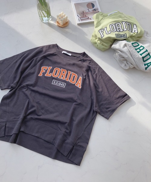 AS KNOW AS plus（アズノゥアズプラス）の「〇チェーン刺繍ロゴ ミニ裏毛Tシャツ（Tシャツ/カットソー・レディース・ライム/オートミール/スミクロ・FREE）」の10枚目の写真