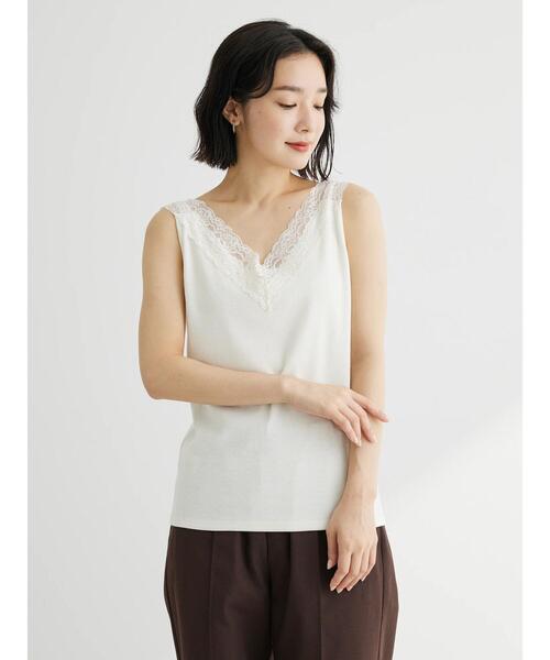 Green　Parks（グリーンパークス）の「2wayレーステレコタンク（タンクトップ・レディース・ベージュ/ブラック/アイボリー・FREE）」の14枚目の写真