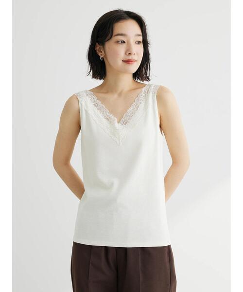 Green　Parks（グリーンパークス）の「2wayレーステレコタンク（タンクトップ・レディース・ベージュ/ブラック/アイボリー・FREE）」の18枚目の写真