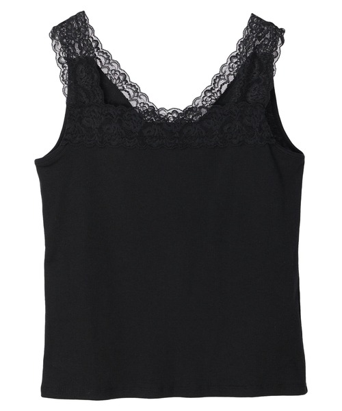 Green　Parks（グリーンパークス）の「2wayレーステレコタンク（タンクトップ・レディース・ベージュ/ブラック/アイボリー・FREE）」の4枚目の写真