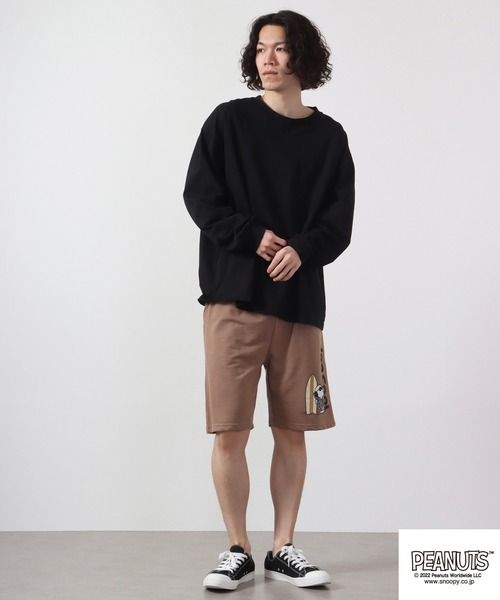 PEANUTS（ピーナッツ）の「PEANUTS スヌーピー ミニ裏毛 ハーフパンツ（スウェットパンツ・レディース・ブラック/アイボリー/カーキ/ブラウン・M/L/LL）」の19枚目の写真