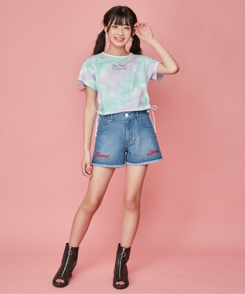 JENNI love（ジェニィラブ）の「チェーンロゴ刺繍デニムショーパン（デニムパンツ・キッズ・ブルー/サックスブルー・130cm/140cm/150cm/160cm）」の5枚目の写真