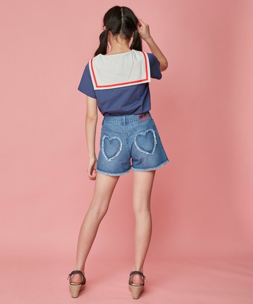 JENNI love（ジェニィラブ）の「チェーンロゴ刺繍デニムショーパン（デニムパンツ・キッズ・ブルー/サックスブルー・130cm/140cm/150cm/160cm）」の7枚目の写真