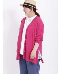 Samansa Mos2 | 【UVカット・マシンウォッシャブル】脇スリット9分袖カーデ(カーディガン/ボレロ)