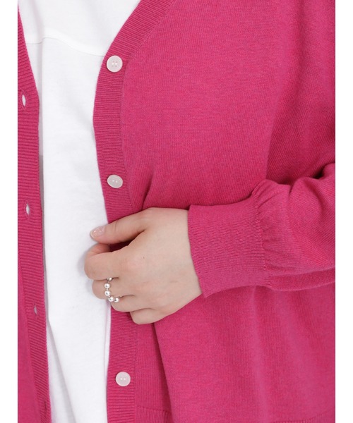 Samansa Mos2（サマンサ モスモス）の「【UVカット・マシンウォッシャブル】脇スリット9分袖カーデ（カーディガン/ボレロ・レディース・チャコール/キナリ/ピンク/グリーン・ﾌﾘ-）」の16枚目の写真