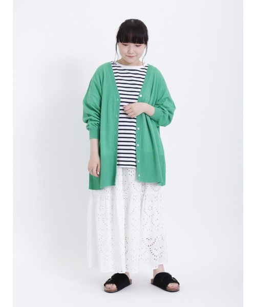 Samansa Mos2（サマンサ モスモス）の「【UVカット・マシンウォッシャブル】脇スリット9分袖カーデ（カーディガン/ボレロ・レディース・チャコール/キナリ/ピンク/グリーン・ﾌﾘ-）」の21枚目の写真