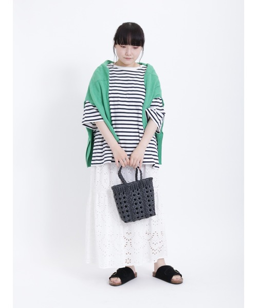 Samansa Mos2（サマンサ モスモス）の「【UVカット・マシンウォッシャブル】脇スリット9分袖カーデ（カーディガン/ボレロ・レディース・チャコール/キナリ/ピンク/グリーン・ﾌﾘ-）」の22枚目の写真