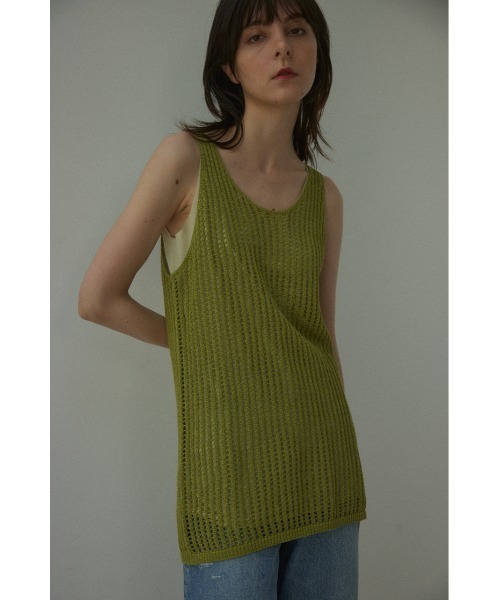 BLACK BY MOUSSY(ブラックバイマウジー)の「mesh knit tanktop(メッシュニットタンクトップ)(タンクトップ・レディース・ライトグリーン/ブラウン/ホワイト/ブラック・FREE)」の4枚目の写真