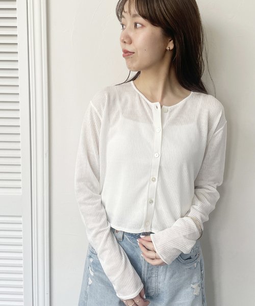 Plage 23ss petitカーディガン ホワイト 白 プラージュ シアー Plage 23ss petitカーディガン ホワイト 白 プラージュ シアー