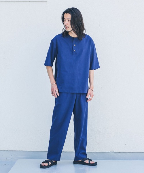 URBAN RESEARCH Sonny Label（アーバンリサーチサニーレーベル）の「コットンリネンワイドストレートパンツ（その他パンツ・メンズ・ネイビー/ナチュラル・MEDIUM/LARGE）」の11枚目の写真