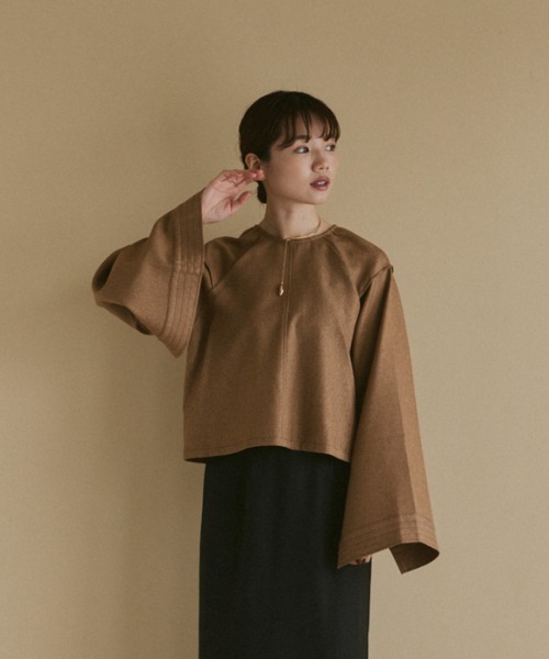 moi tytto(モイテュット)の「ウールタッチステッチブラウス(シャツ/ブラウス・レディース・ブラウン/ナチュラル/ベージュ・FREE)」の5枚目の写真