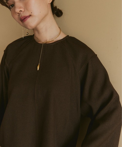 moi tytto(モイテュット)の「ウールタッチステッチブラウス(シャツ/ブラウス・レディース・ブラウン/ナチュラル/ベージュ・FREE)」の8枚目の写真