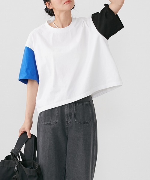 Le temps riche(ルタンリッシュ)の「クレイジー配色半袖Tシャツ <Le temps riche>(Tシャツ/カットソー・レディース・ホワイト系その他/ブラック系その他・L/M)」の10枚目の写真
