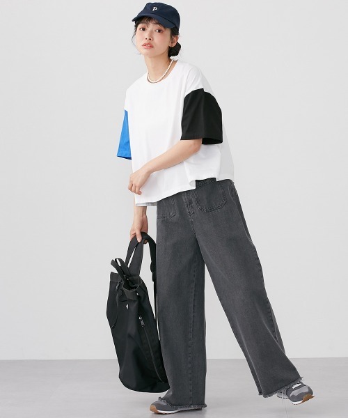 Le temps riche(ルタンリッシュ)の「クレイジー配色半袖Tシャツ <Le temps riche>(Tシャツ/カットソー・レディース・ホワイト系その他/ブラック系その他・L/M)」の12枚目の写真