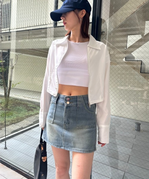 patou ラッフル デニムミニスカート Patou ラッフル デニムミニ