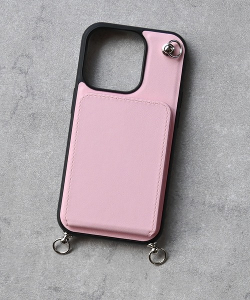 【✨美品✨】 プラダ iPhone14ケース カード入れ ピンク ピンク サフィアーノトライアングル iPhone 15用カバー | PRADA