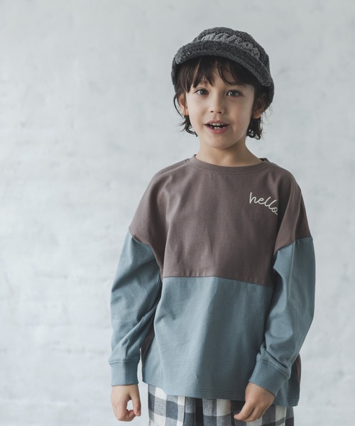 pairmanon(ペアマノン)の「バイカラー プリント ポケット付き アソート 長袖 Tシャツ(Tシャツ/カットソー・キッズ・パープル系その他3/ブルー系その他3/ブルー系その他/ブラック系その他/パープル/グレー系その他/ブラック系その他2/グリーン系その他/パープル系その他2/ベージュ系その他/その他/ピンク系その他4/パープル系その他/ブラック系その他3/ブラウン系その他/ブラック系その他4/グリーン系その他4/ブラウン系その他2/グリーン系その他3/グリーン系その他2・90/130/150/120/80/140/110/100)」の7枚目の写真
