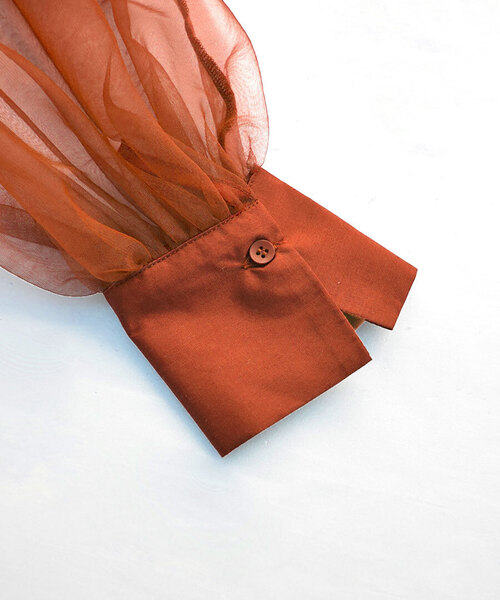 e-zakkamania stores（イーザッカマニアストアーズ）の「シアー パフスリーブボレロ（シャツ/ブラウス・レディース・ベージュ/ブラック/ダークグリーン/グレー/テラコッタ・M）」の22枚目の写真