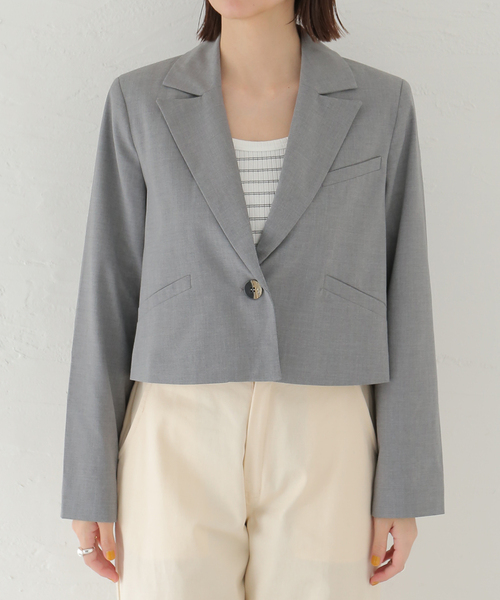【関税込み】GANNI グレー Drapey テーラードジャケット セール】【GANNI / ガニー】Drapey Melange Short Blazer