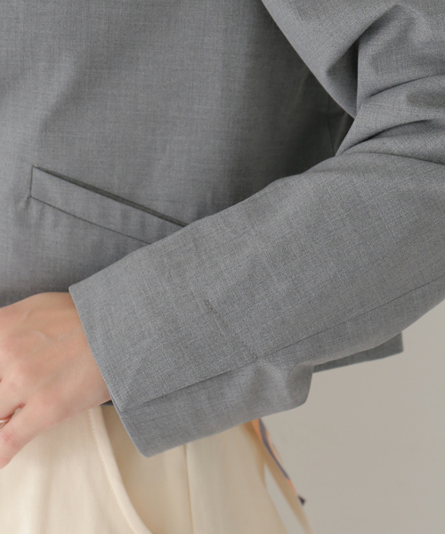 【関税込み】GANNI グレー Drapey テーラードジャケット セール】【GANNI / ガニー】Drapey Melange Short Blazer