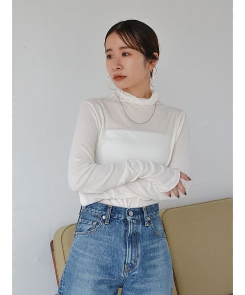 Ungrid(アングリッド)の「ハイネックシアーロングスリーブTee(Tシャツ/カットソー・レディース・オフホワイト/ヘザーグレー/ブルー/ピンク/ブラック・FREE)」の21枚目の写真