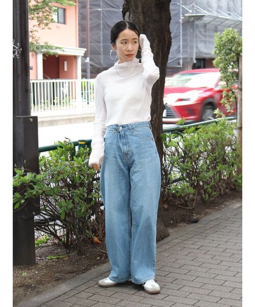 Ungrid(アングリッド)の「ハイネックシアーロングスリーブTee(Tシャツ/カットソー・レディース・オフホワイト/ヘザーグレー/ブルー/ピンク/ブラック・FREE)」の6枚目の写真