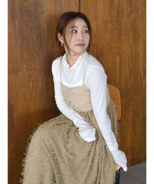 Ungrid(アングリッド)の「ハイネックシアーロングスリーブTee(Tシャツ/カットソー・レディース・オフホワイト/ヘザーグレー/ブルー/ピンク/ブラック・FREE)」の7枚目の写真