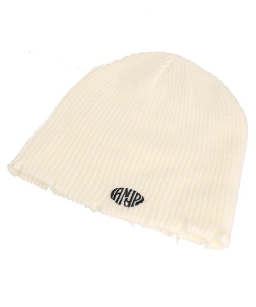 ANAP(アナップ)の「サークルロゴダメージビーニー(ニットキャップ/ビーニー・レディース・オフホワイト/ブラック/ダークグレー/オレンジ・FREE)」の12枚目の写真