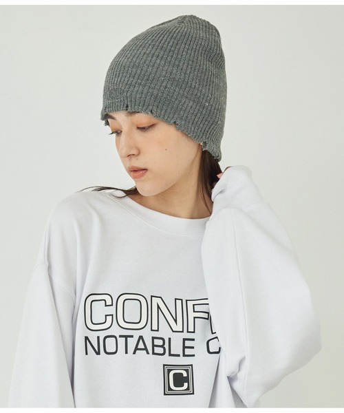 ANAP(アナップ)の「サークルロゴダメージビーニー(ニットキャップ/ビーニー・レディース・オフホワイト/ブラック/ダークグレー/オレンジ・FREE)」の21枚目の写真