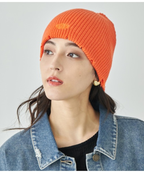 ANAP(アナップ)の「サークルロゴダメージビーニー(ニットキャップ/ビーニー・レディース・オフホワイト/ブラック/ダークグレー/オレンジ・FREE)」の18枚目の写真
